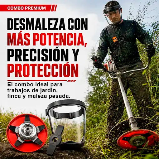 Combo desmalezador - 2 cuchillas + 1 máscara de seguridad