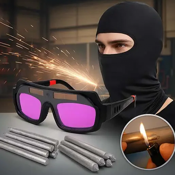 Gafas para soldadura + protector facial + 9 barras para soldar